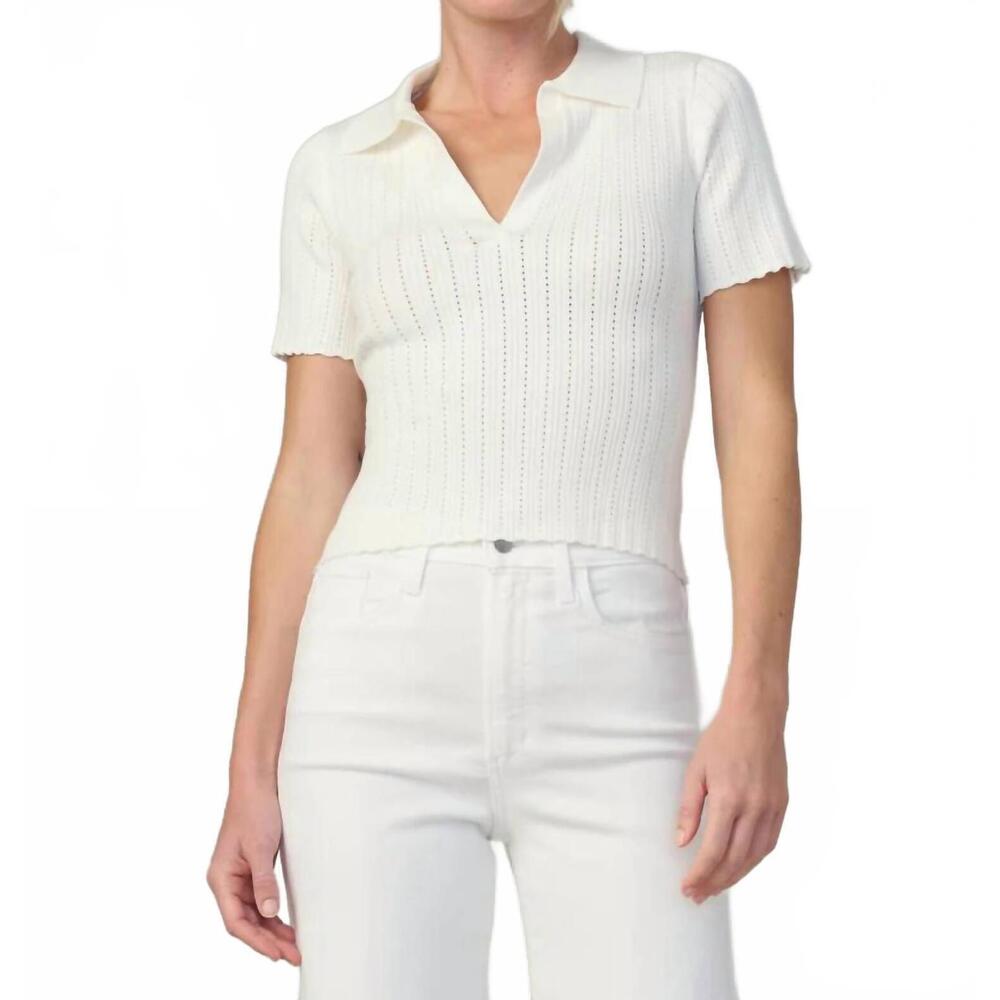 NEW JOE'S JEANS the jess pointelle polo top in white